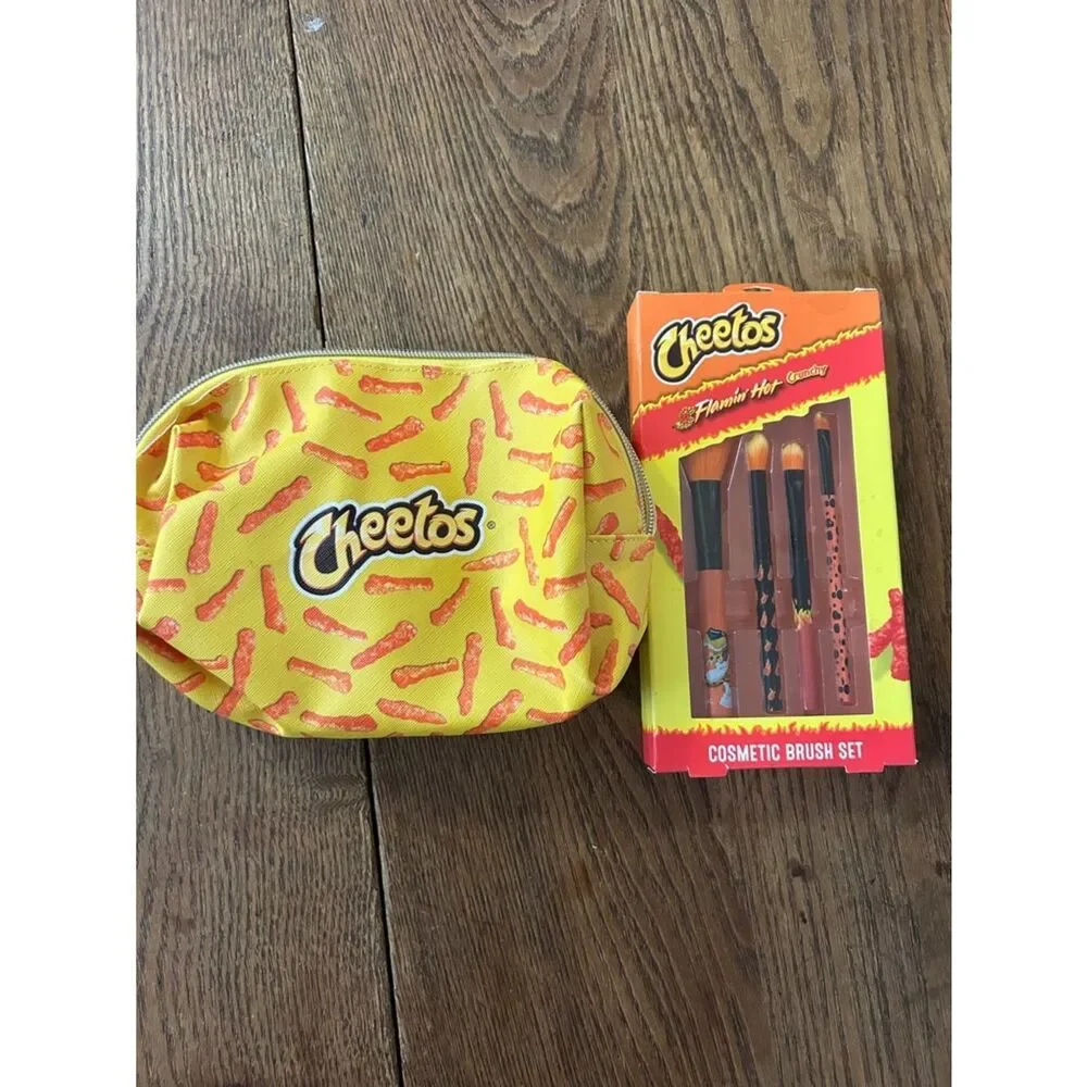 Flamin' Hot Cosmetic Brush Set -Cosmetics Bag ain’t easy being cheesy 🧀